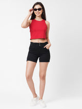 K4041 High-Rise Slim Shorts - Black