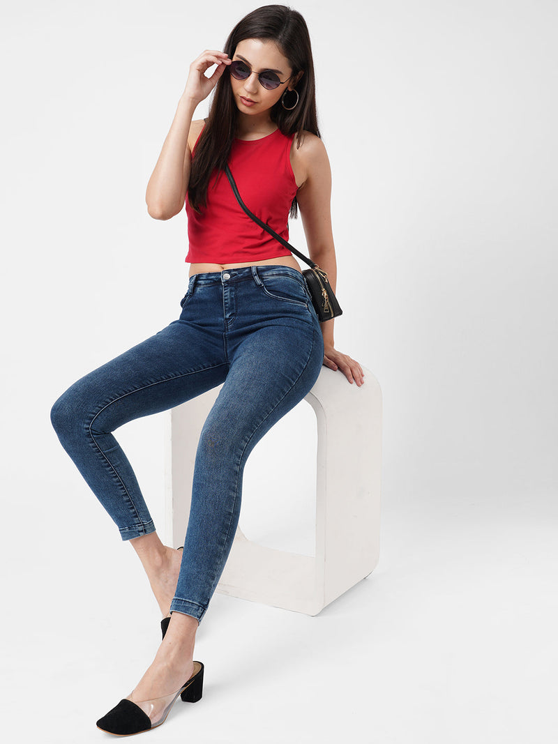 K3051 Mid-Rise Skinny Jeans - Blue