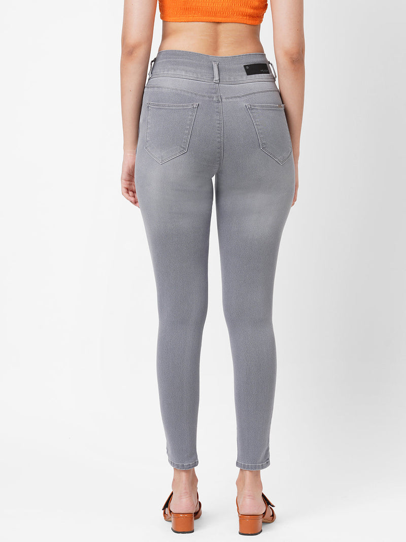 K4014 High-Rise Skinny Jeans - Grey