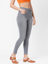 K4014 High-Rise Skinny Jeans - Grey