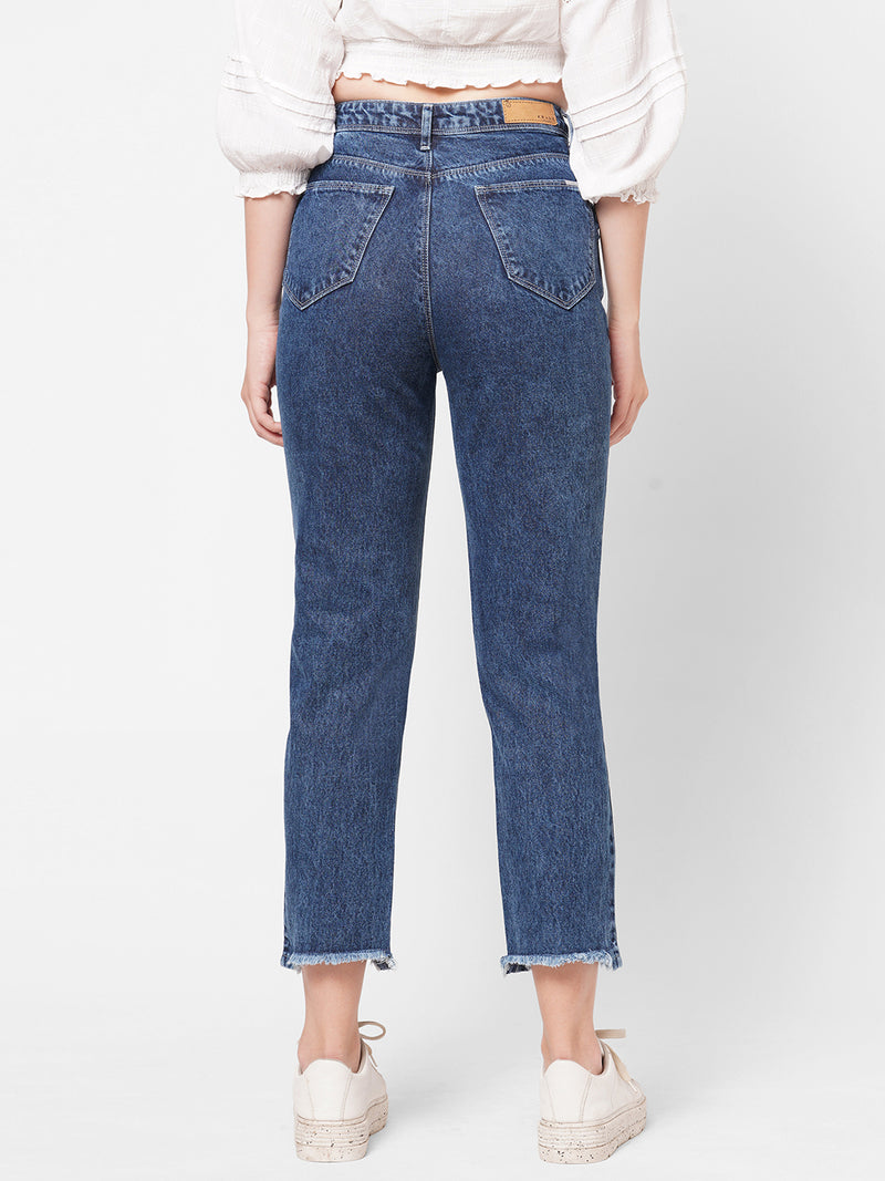 High-Rise Baggy Fit Ripped Jeans - Light Blue