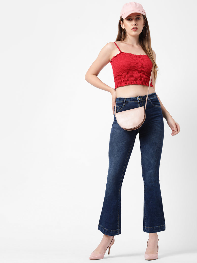 K5013 High-Rise Flared Jeans - Blue