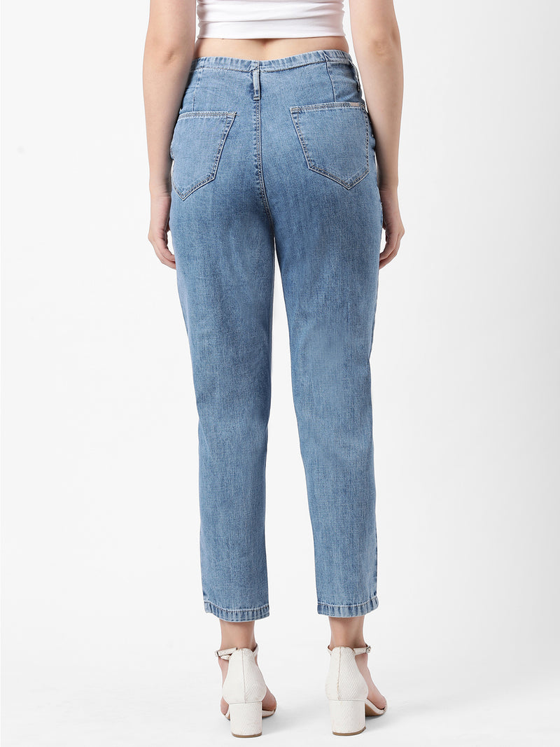 High-Rise Baggy Fit Jeans - Light Blue