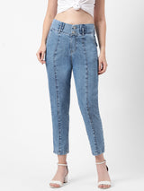 High-Rise Baggy Fit Jeans - Light Blue
