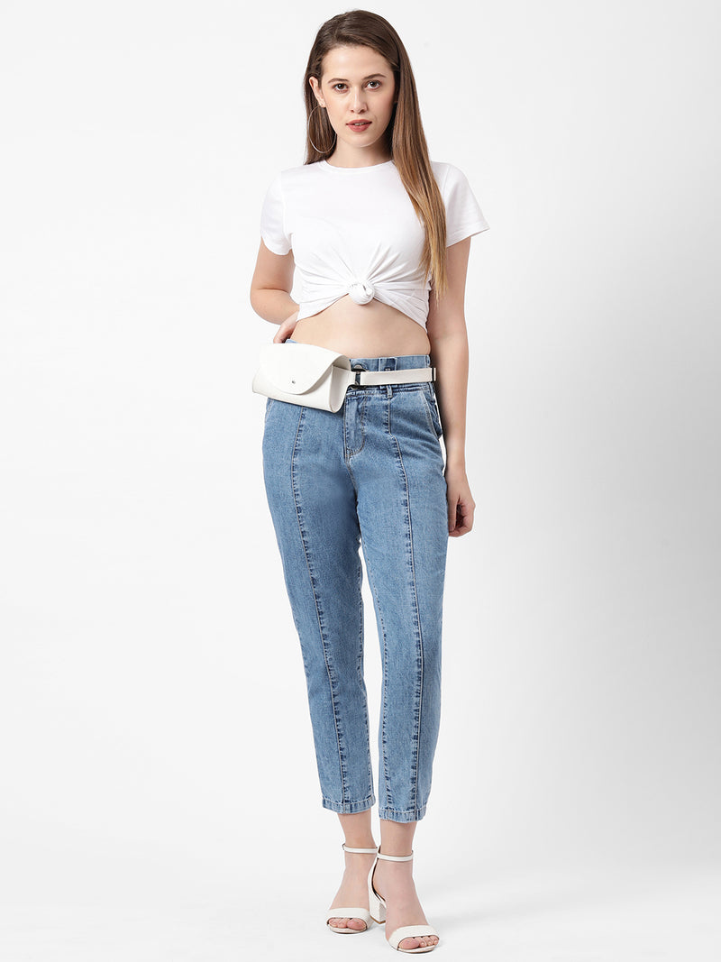 High-Rise Baggy Fit Jeans - Light Blue
