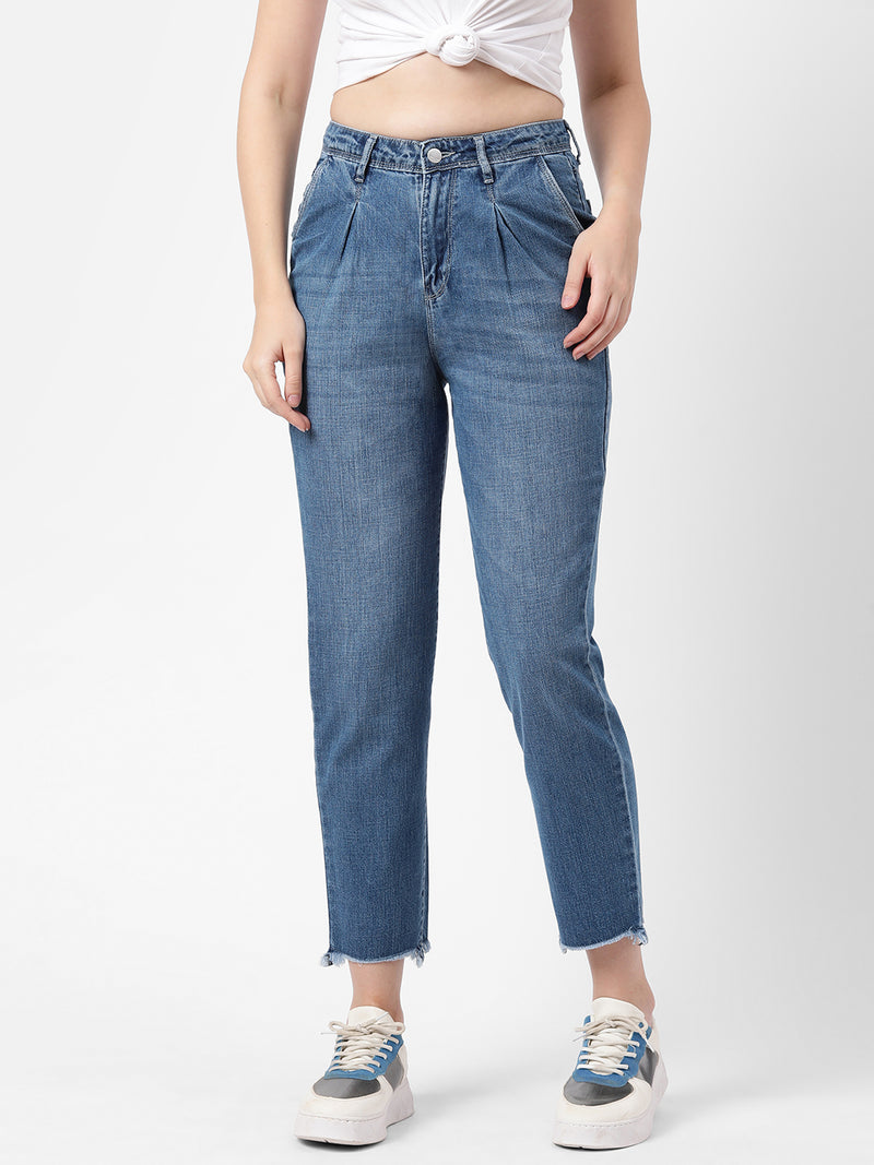 High-Rise Baggy Fit Jeans - Blue