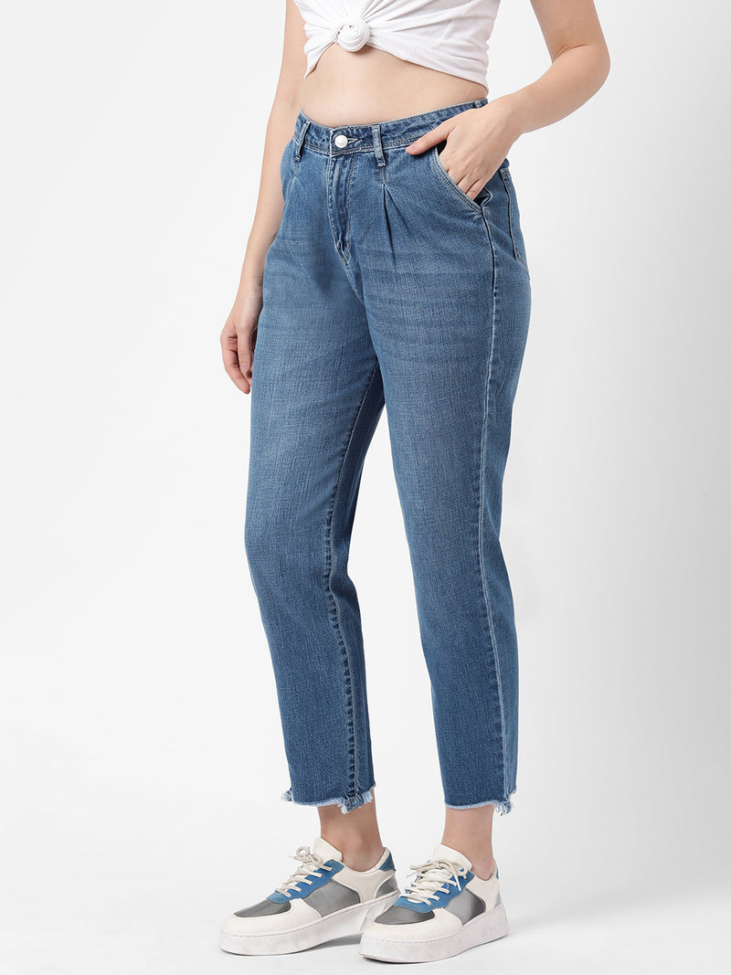 High-Rise Baggy Fit Jeans - Blue