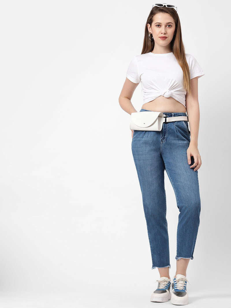 High-Rise Baggy Fit Jeans - Blue
