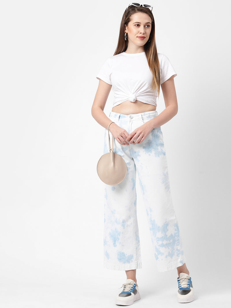 K5031 High-Rise Wide Leg Jeans - Aqua