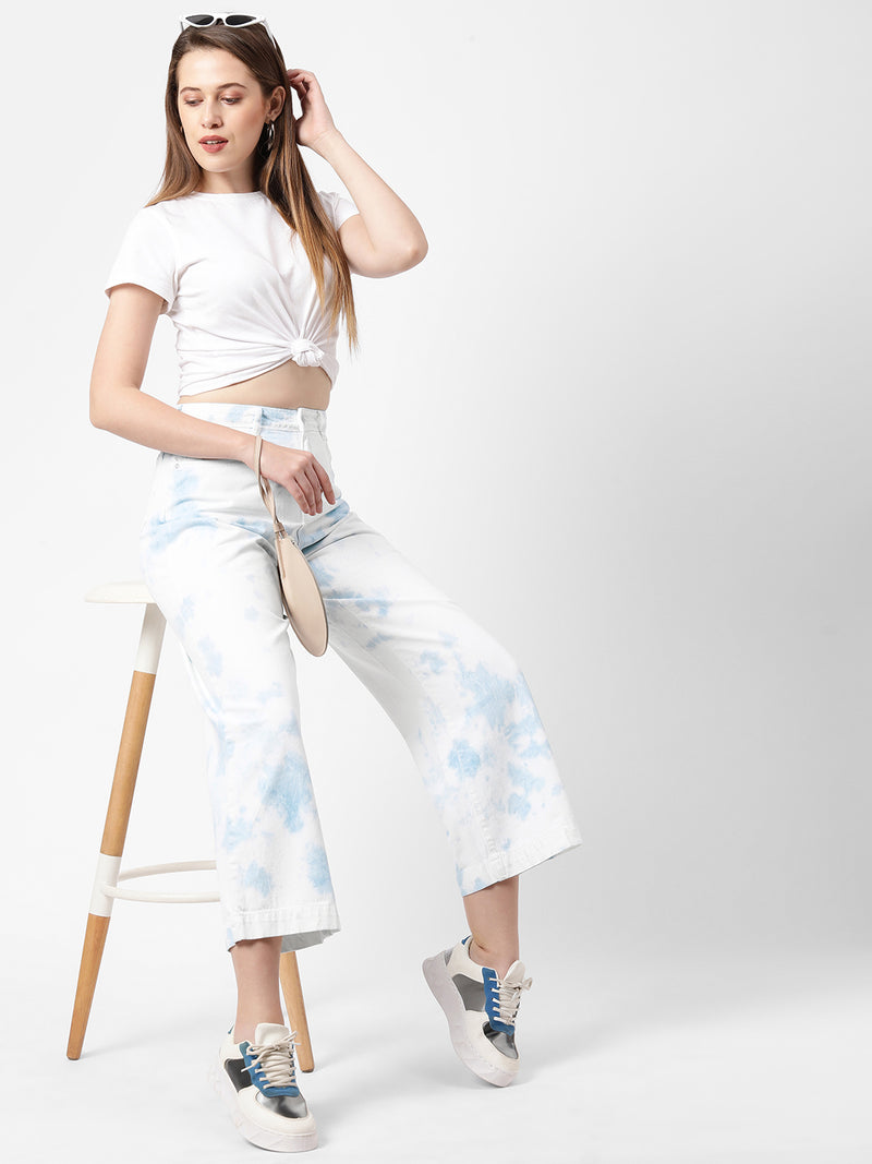 K5031 High-Rise Wide Leg Jeans - Aqua