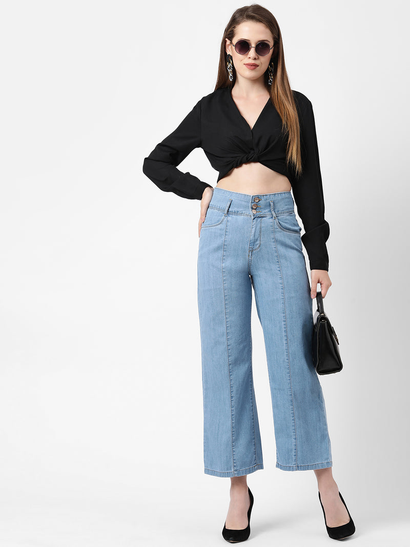 K5031 High-Rise Wide Leg Jeans - Blue