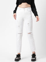 K5085 High Rise Mom Fit - White