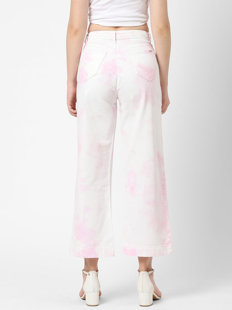 K5031 High-Rise Wide Leg Jeans - Fuchsia