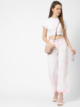 K5031 High-Rise Wide Leg Jeans - Fuchsia