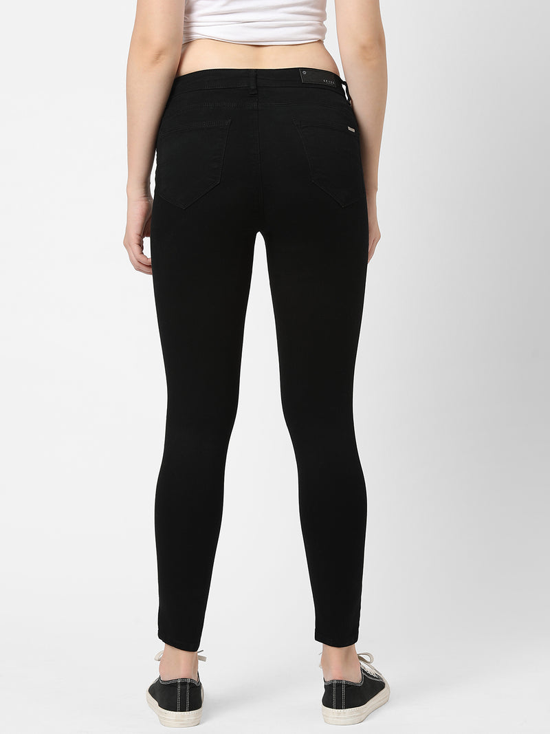 K4068 Mid-Rise Push Up Super Skinny Jeans - Black