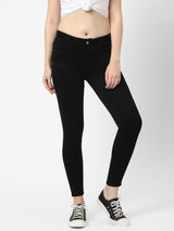 K4068 Mid-Rise Push Up Super Skinny Jeans - Black
