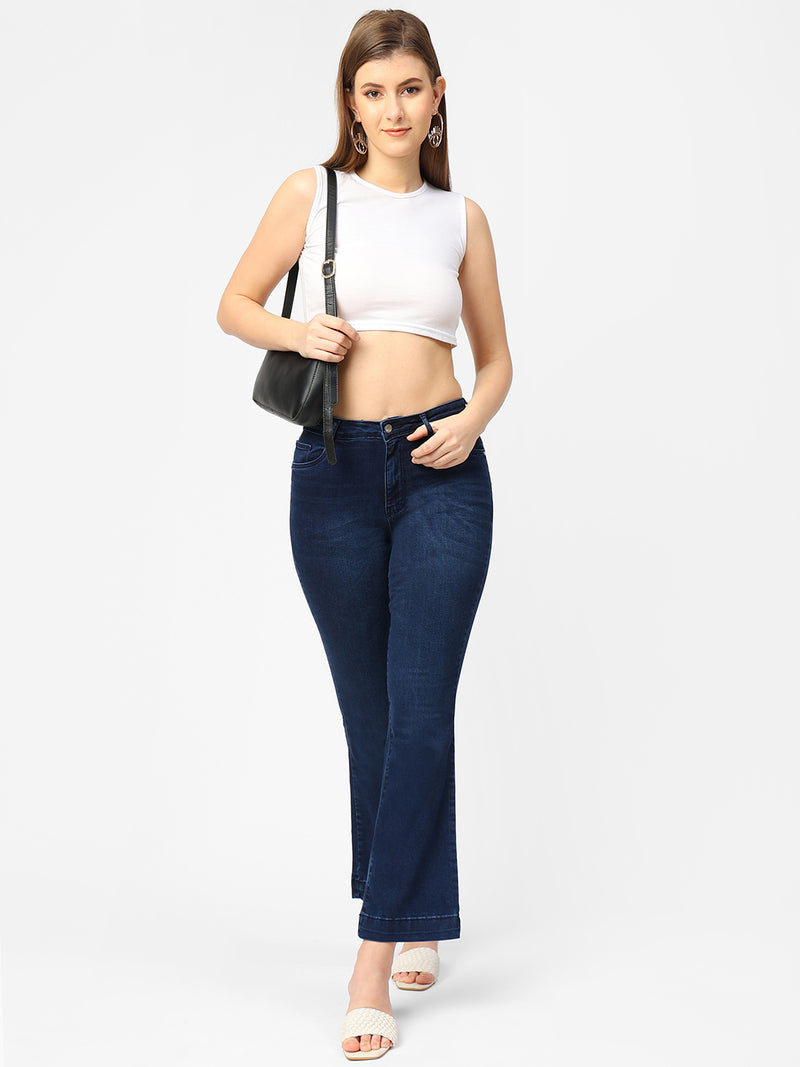 K5013 High-Rise Flared Jeans - Navy