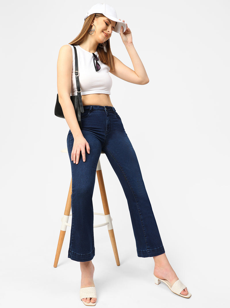 K5013 High-Rise Flared Jeans - Navy