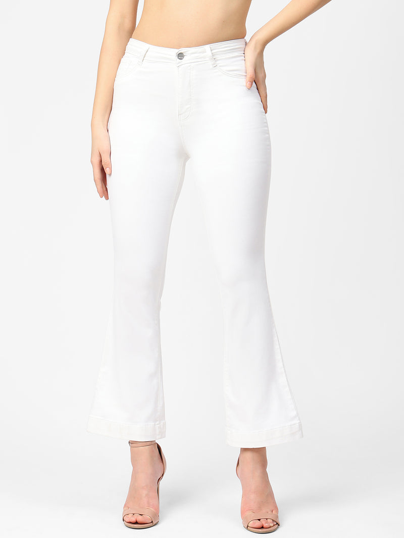K5013 High-Rise Flared Jeans - White