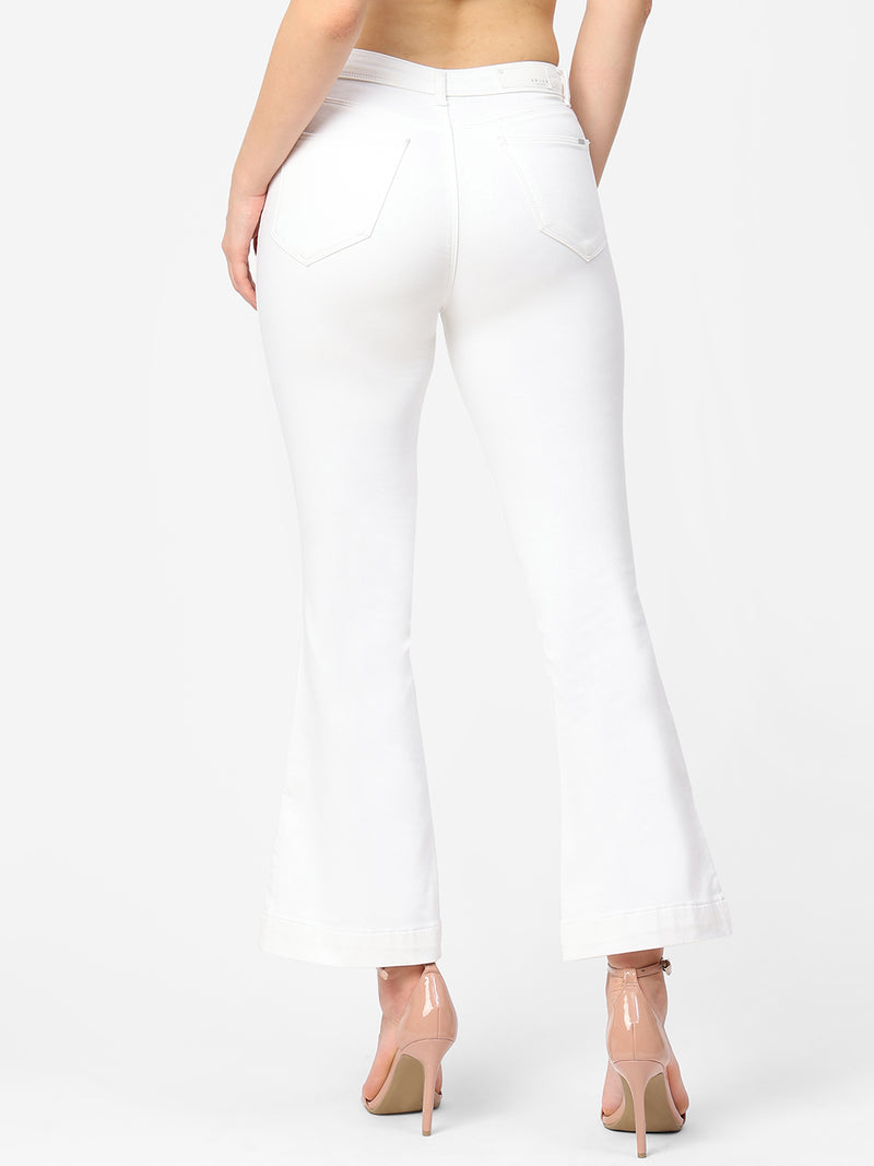K5013 High-Rise Flared Jeans - White