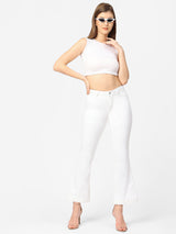 K5013 High-Rise Flared Jeans - White