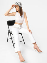 K5013 High-Rise Flared Jeans - White