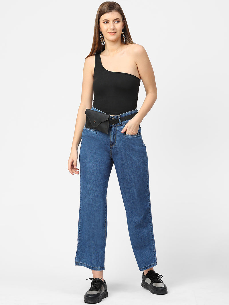 K5031 High-Rise Wide Leg Jeans - Blue