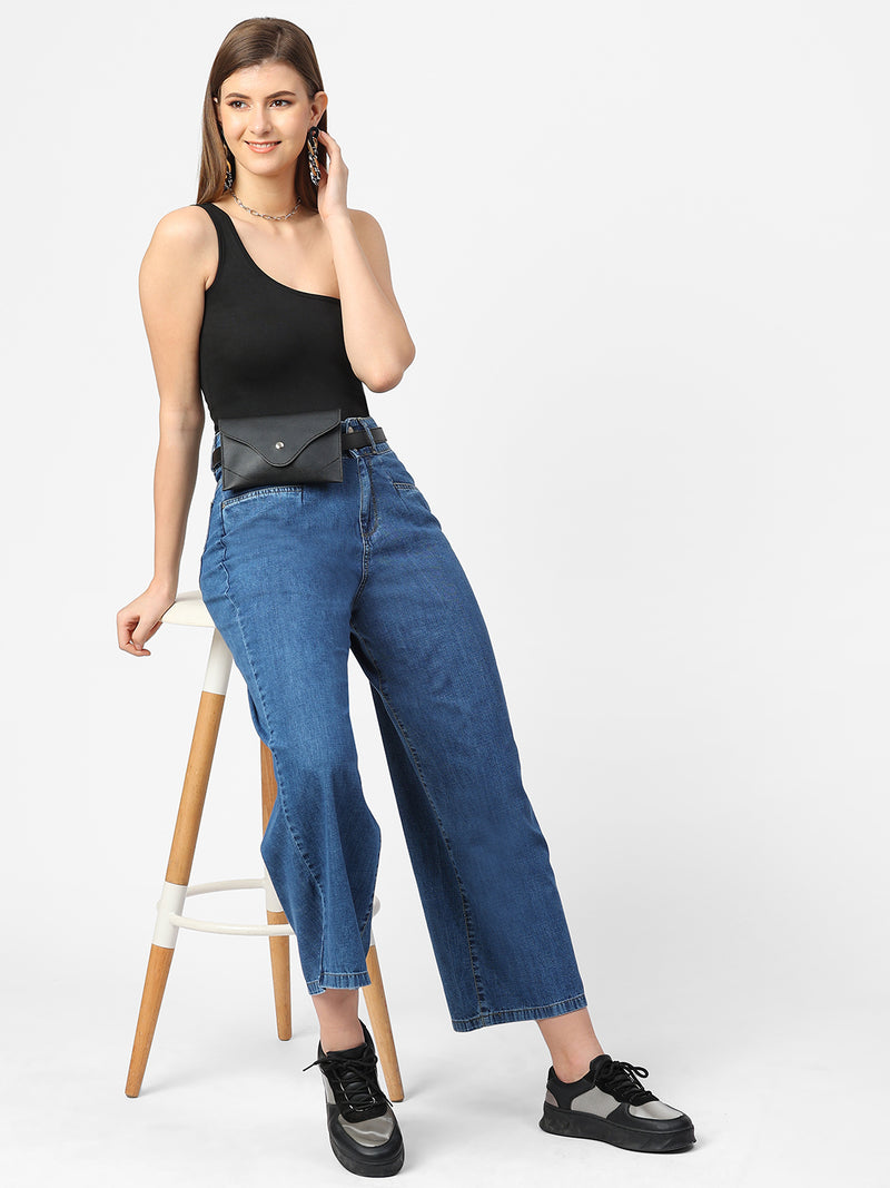 K5031 High-Rise Wide Leg Jeans - Blue