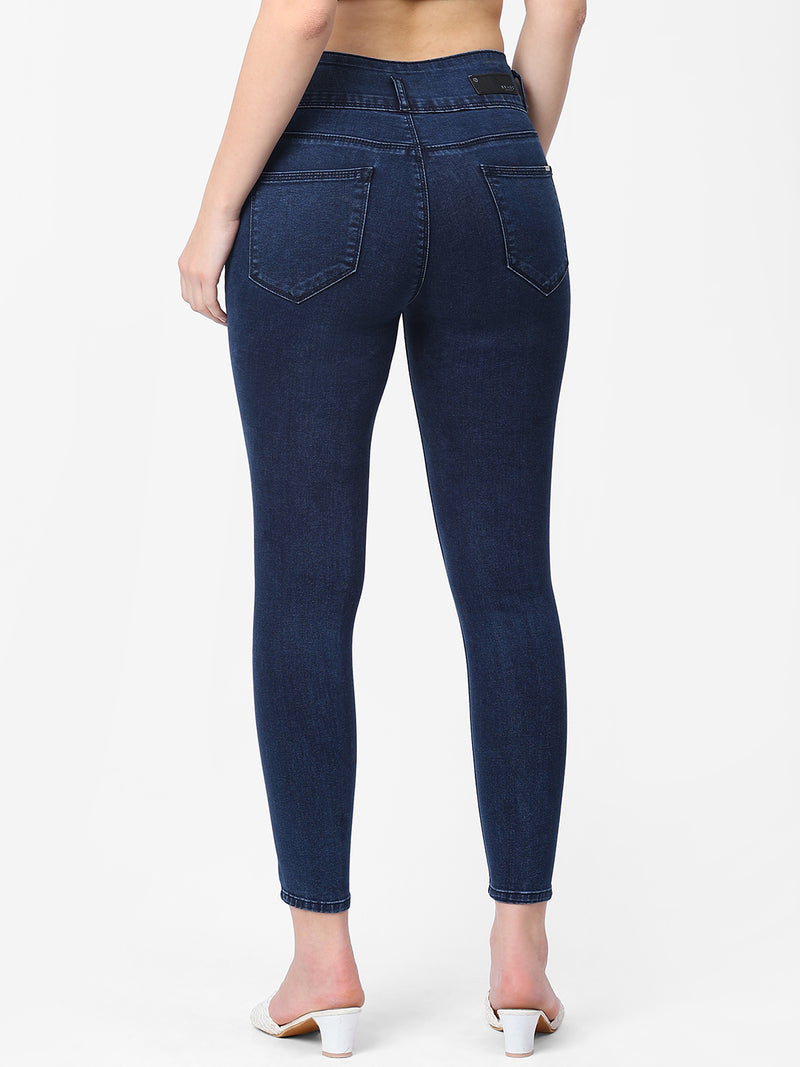 K4014 High-Rise Skinny Jeans - Dark Blue