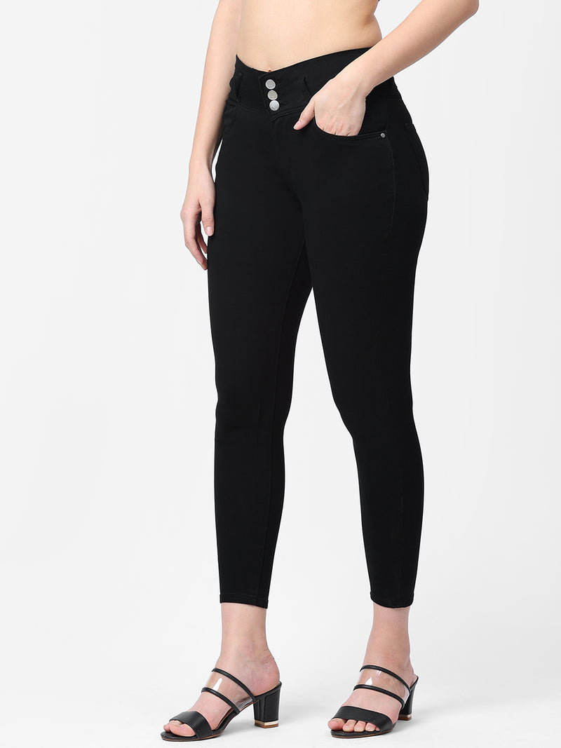 K4014 High-Rise Skinny Jeans - Black