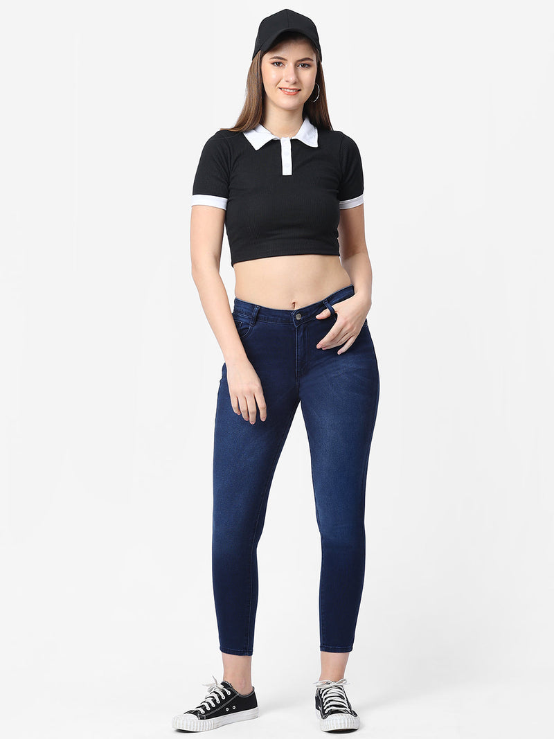 K4014 High-Rise Skinny Jeans - Dark Blue