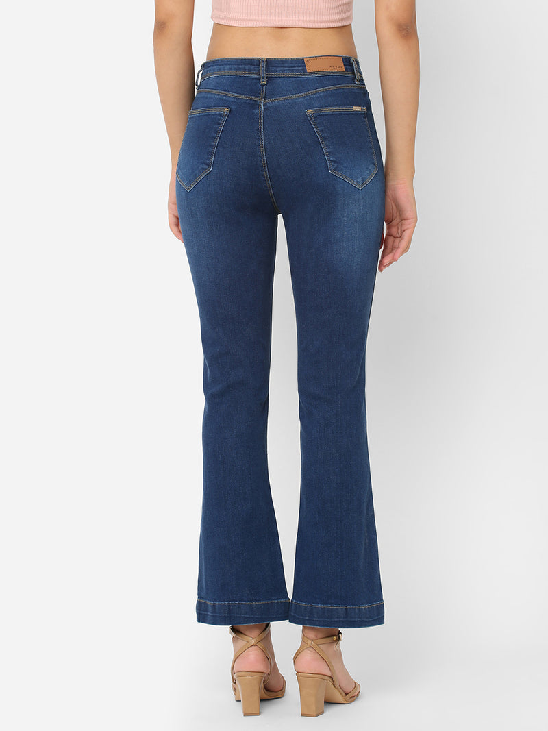 K5094 High-Rise Mini Flare Jeans - Dark Blue