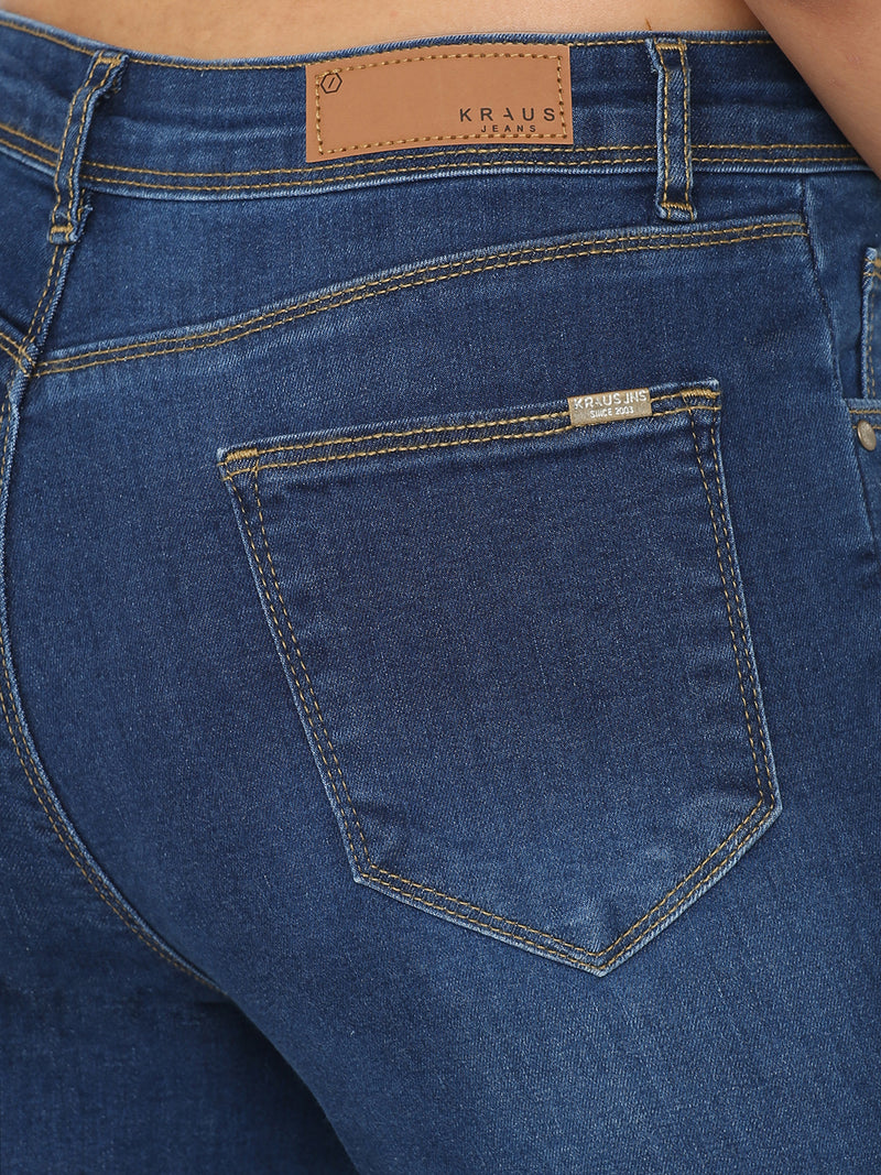 K5094 High-Rise Mini Flare Jeans - Dark Blue
