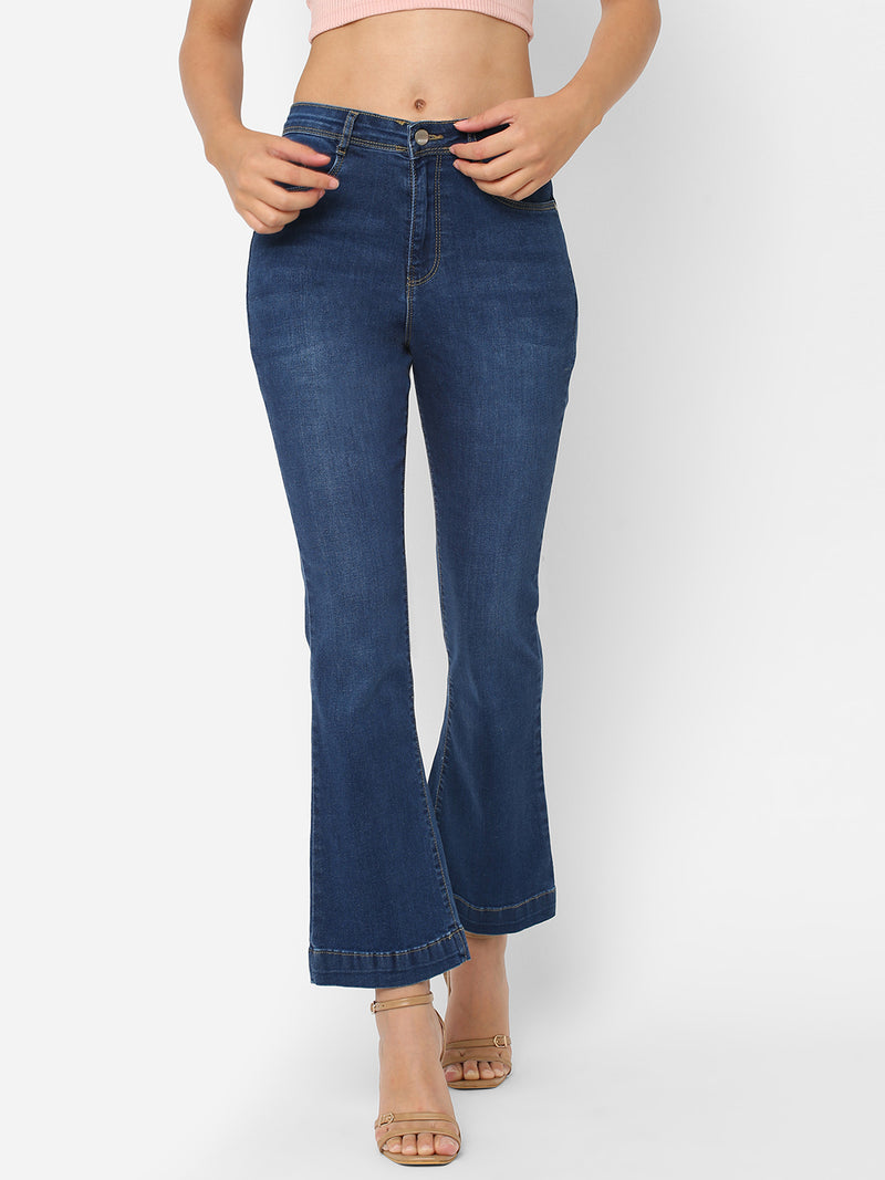 K5094 High-Rise Mini Flare Jeans - Dark Blue