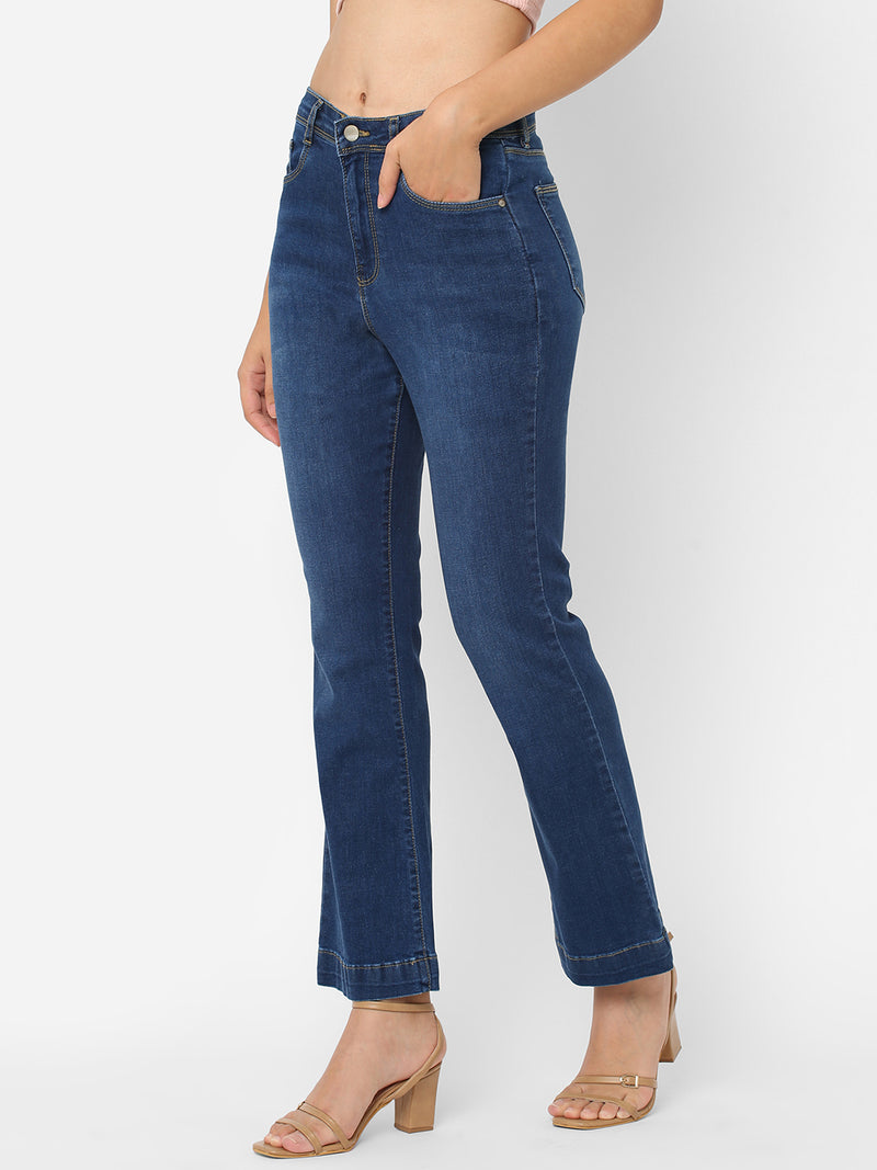 K5094 High-Rise Mini Flare Jeans - Dark Blue