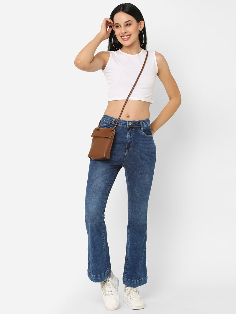 K5013 High-Rise Flare Jeans - Blue