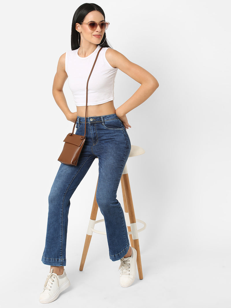 K5013 High-Rise Flare Jeans - Blue