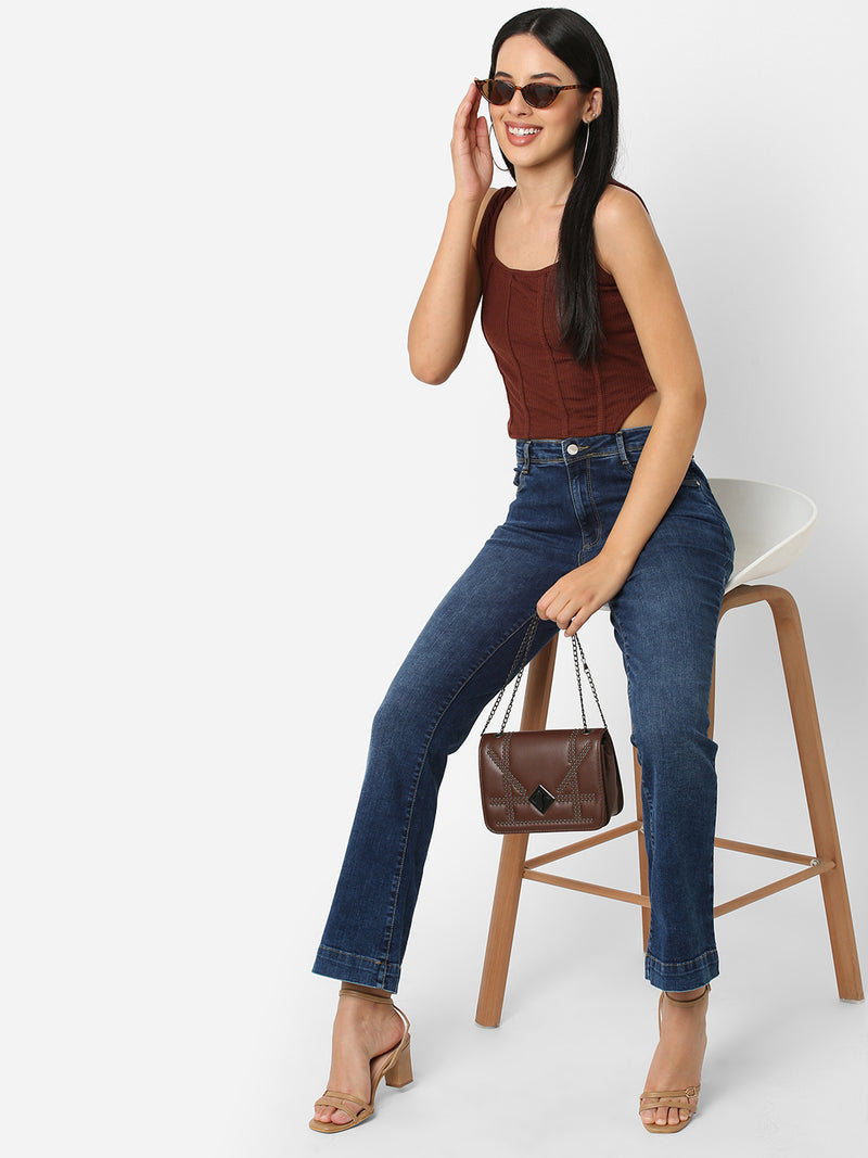 K5013 High-Rise Flare Jeans - Blue