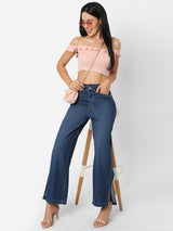 K5031 High-Rise Wide Leg Jeans - Blue