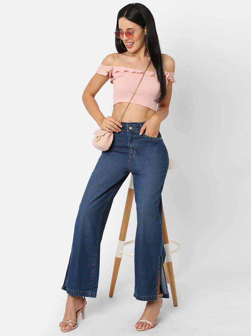 K5031 High-Rise Wide Leg Jeans - Blue