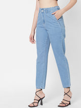 High-Rise Baggy Fit Jeans - Blue