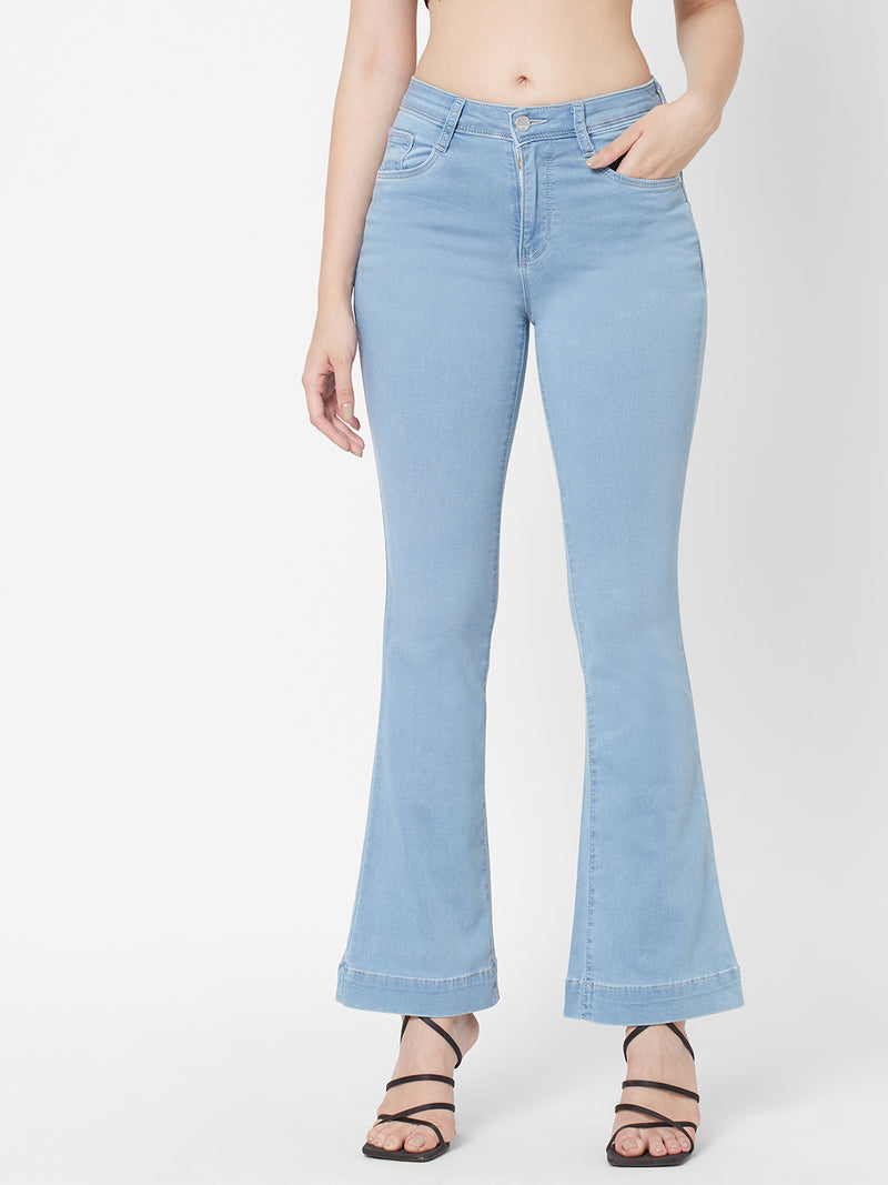 K5013 High-Rise Flare Jeans - Light Blue