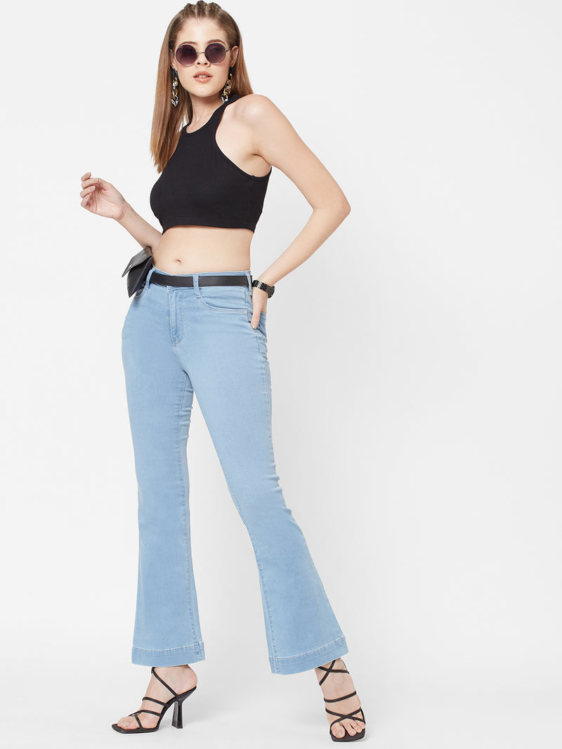 K5013 High-Rise Flare Jeans - Light Blue