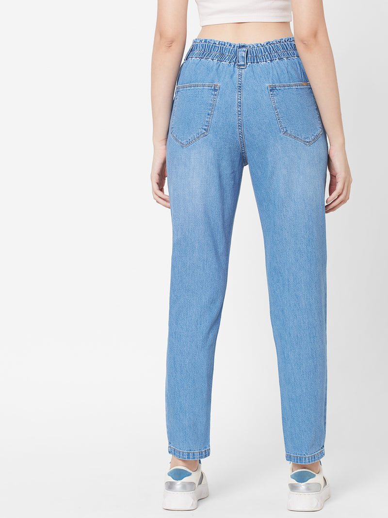 High-Rise Baggy Fit Jeans - Blue