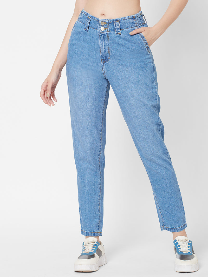 High-Rise Baggy Fit Jeans - Blue