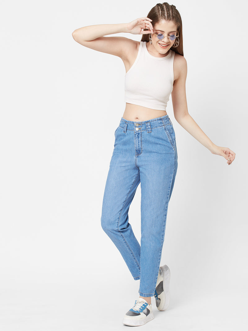 High-Rise Baggy Fit Jeans - Blue