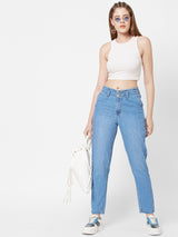High-Rise Baggy Fit Jeans - Blue