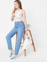 High-Rise Baggy Fit Jeans - Blue