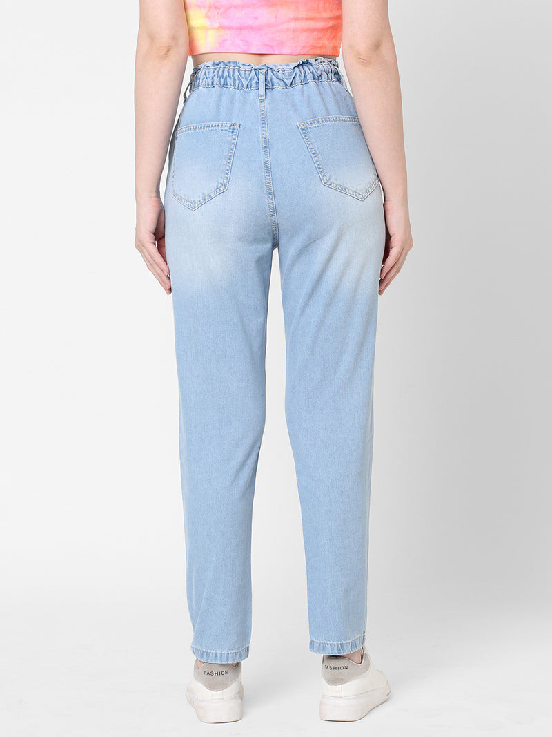 High-Rise Baggy Fit Jeans - Light Blue