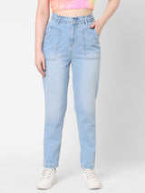 High-Rise Baggy Fit Jeans - Light Blue